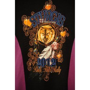 Sturgis Black Hills Rally Shirt Womens Size Large 2012 72 Anniversary Long Sleev